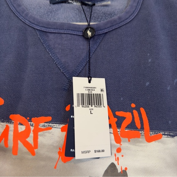 Polo Ralph Lauren Men's Vintage Surf Brazil Sweatshirt Blue Size Large NWT - Picture 6 of 15